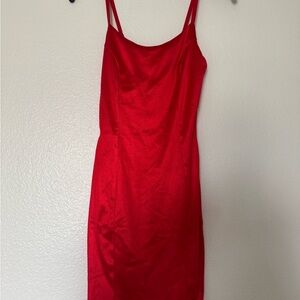Elegant Red Spaghetti Strap Dress